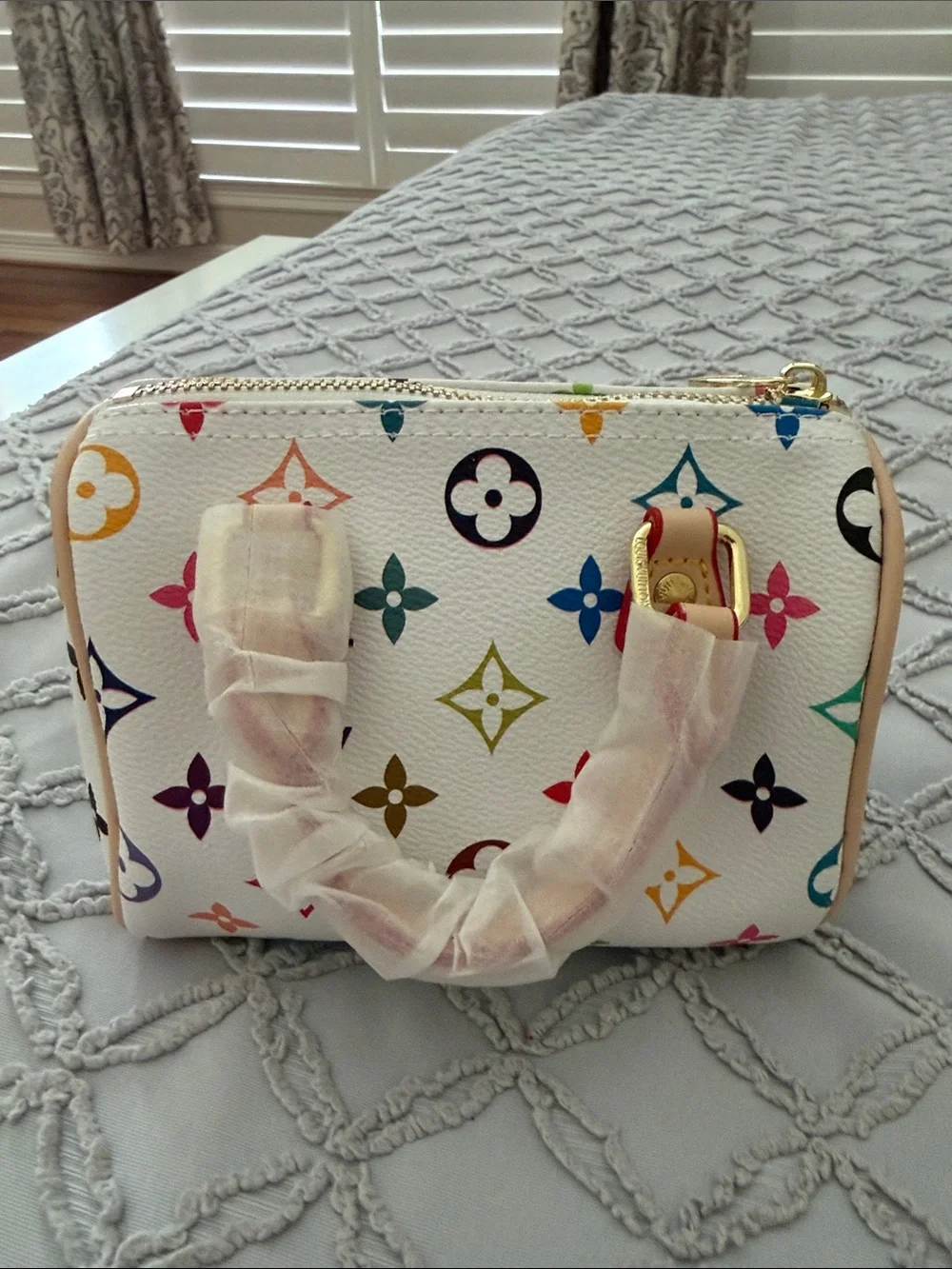 Louis Vuitton White Multicolor Monogram Satchel